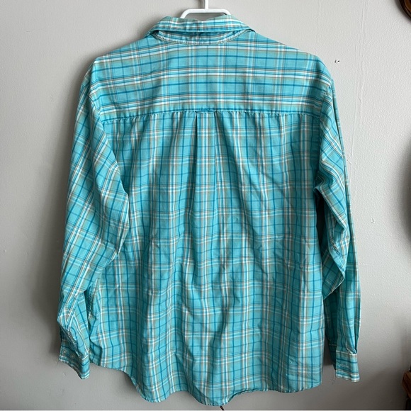 3/$40 XL Tabi International Single Needle Tailoring Blue and Tan Plaid Blouse - Picture 6 of 6